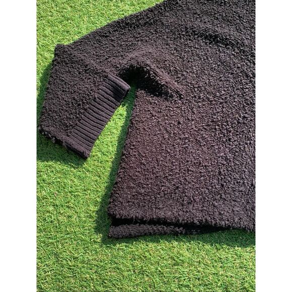 Free People Textured Cuddle Up black Oversize Sweater sz M - Picture 7 of 10